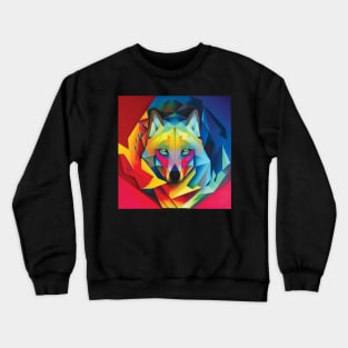 Wolf in Colourful Abstract Crewneck Sweatshirt
